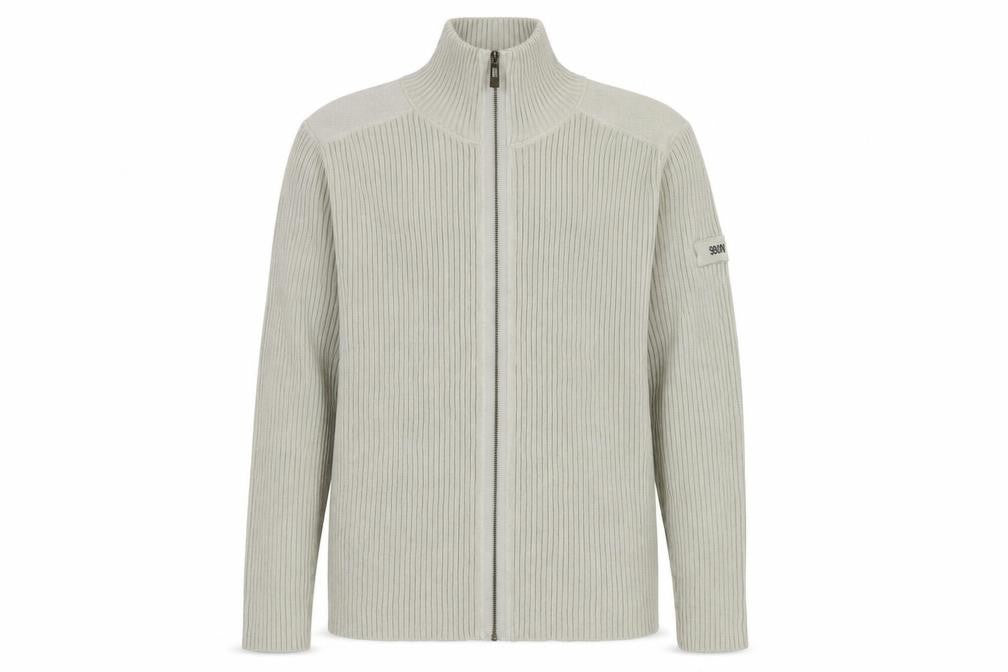 FreeBase XL Beige Full Zip Jumper for Men
