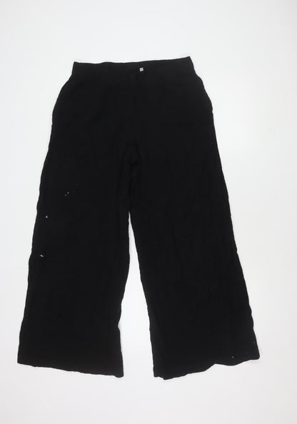 Weekday Women's Black Linen Elastic Waist Trousers Size S