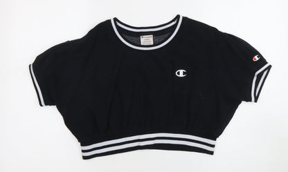 Champion Women's Black Cropped T-Shirt, Size L