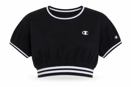 Champion Women's Black Cropped T-Shirt, Size L
