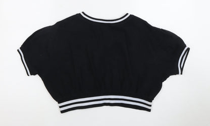 Champion Women's Black Cropped T-Shirt, Size L