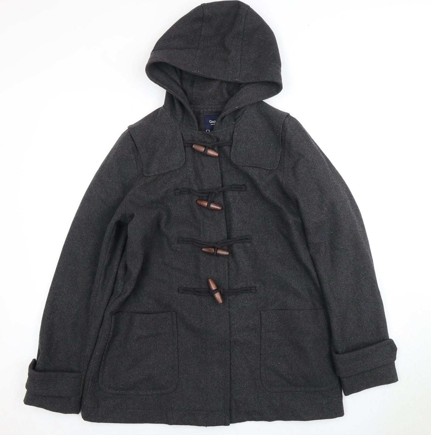 Gap Women's Grey Wool Hooded Coat M Casual Toggle