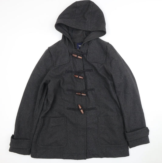 Gap Women's Grey Wool Hooded Coat M Casual Toggle