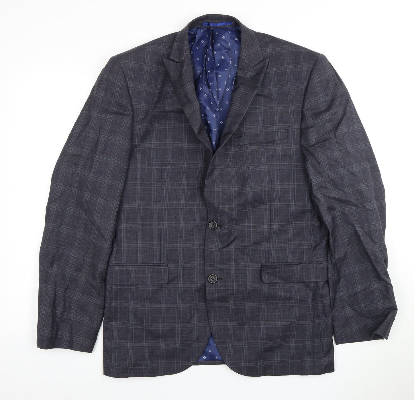 Next Men's Grey Check Blazer Jacket, Size 40 Regular Fit