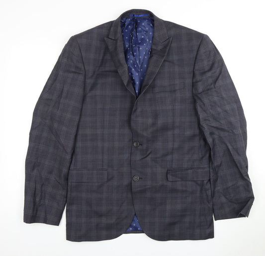 Next Men's Grey Check Blazer Jacket, Size 40 Regular Fit