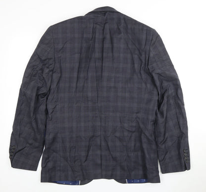 Next Men's Grey Check Blazer Jacket, Size 40 Regular Fit
