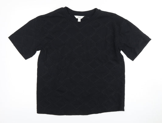 Marks and Spencer Women's Black Size 10 Geometric T-Shirt