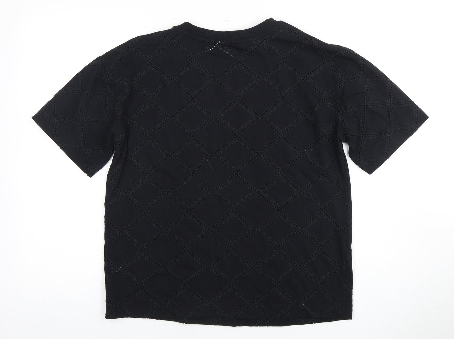 Marks and Spencer Women's Black Size 10 Geometric T-Shirt