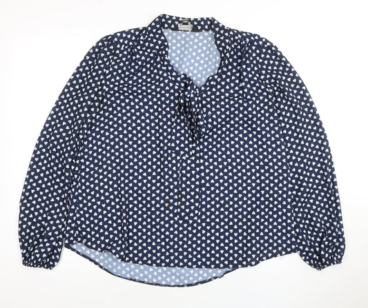 Dorothy Perkins Women's Blue Geometric Blouse Size 10