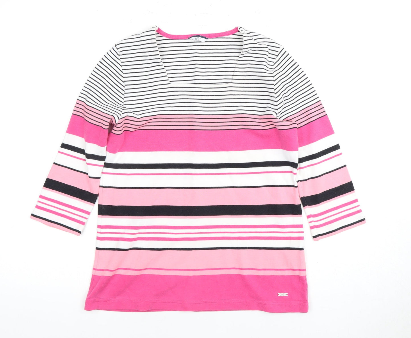 Dash Women's Pink Striped 3/4 Sleeve Top Size 10