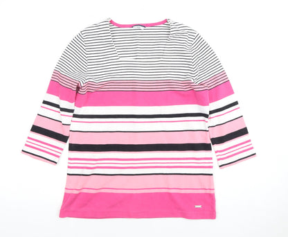 Dash Women's Pink Striped 3/4 Sleeve Top Size 10
