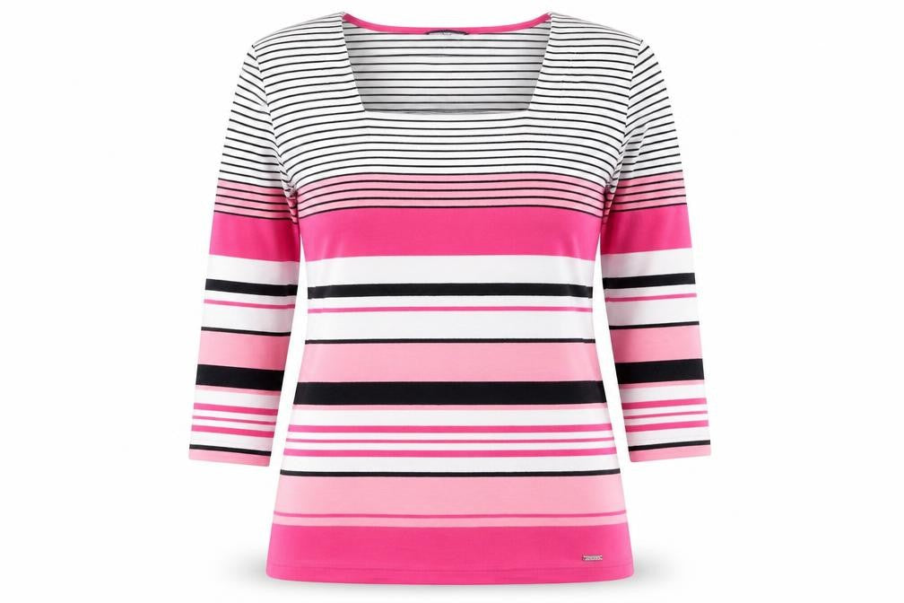 Dash Women's Pink Striped 3/4 Sleeve Top Size 10