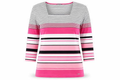 Dash Women's Pink Striped 3/4 Sleeve Top Size 10