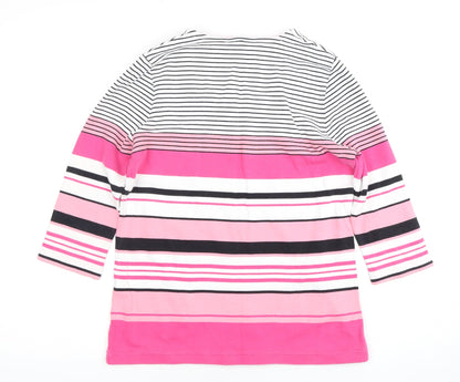 Dash Women's Pink Striped 3/4 Sleeve Top Size 10