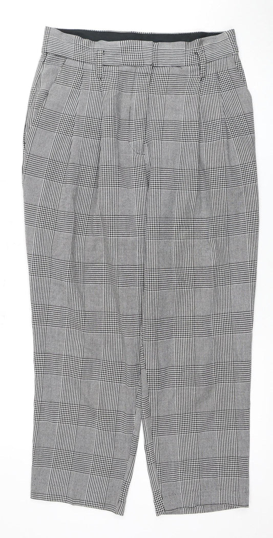 H&M Women's Black Check Trousers Size 14