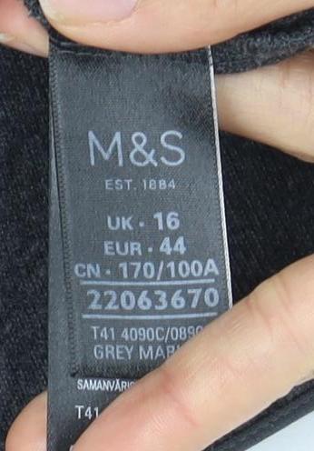 Marks and Spencer Women's Grey Open Front Vest, Size 16, Sleeveless