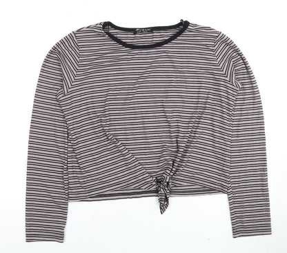 Select Women's Black Striped Long Sleeve Top Size 16