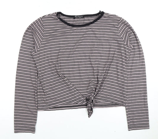 Select Women's Black Striped Long Sleeve Top Size 16