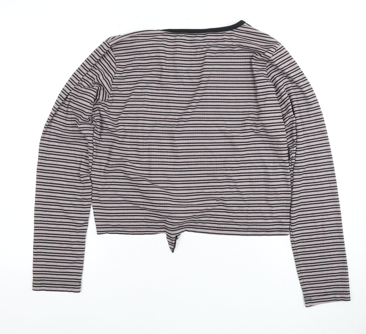 Select Women's Black Striped Long Sleeve Top Size 16