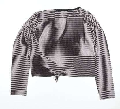 Select Women's Black Striped Long Sleeve Top Size 16