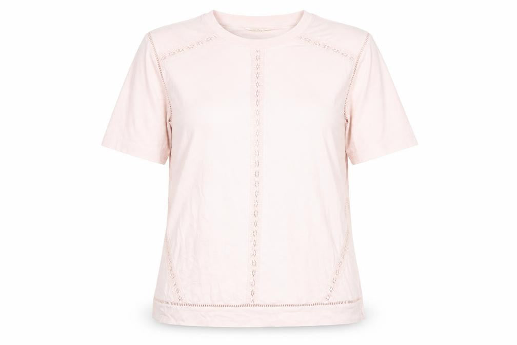 Marks & Spencer Pink Lace Accent Women's Short Sleeve Top