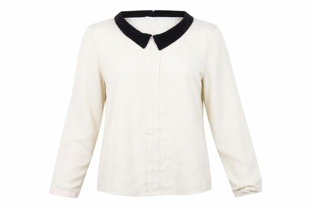 Vero Moda Women's Ivory Blouse, Size L, Collared, Casual