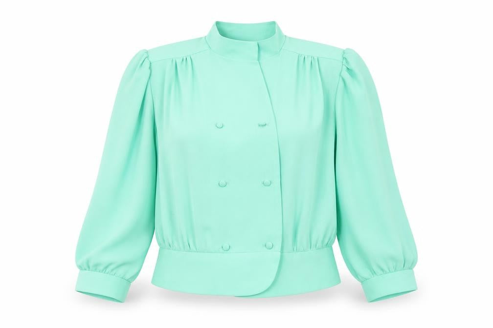 Berkertex Women's Green Blouse, Size 12, High Neck
