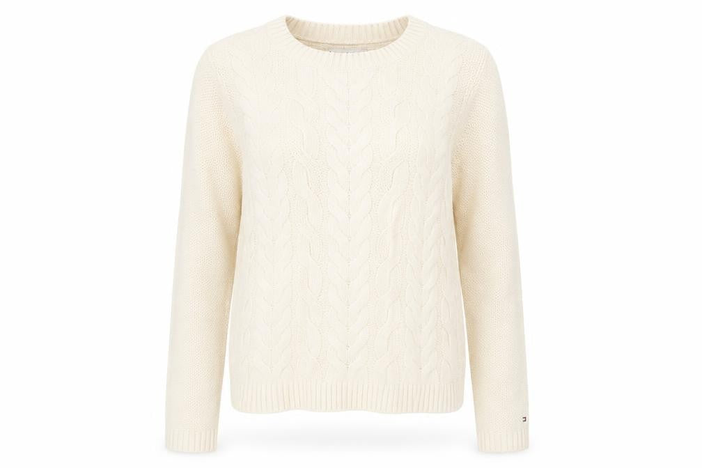 Tommy Hilfiger Ivory Cable-Knit Pullover Jumper S