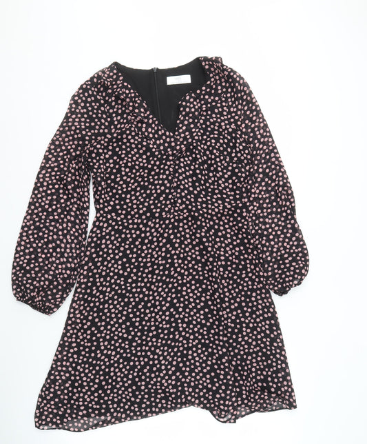 Wallis Women Black 10 Polka Dot Long Sleeve Dress