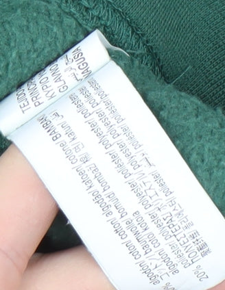Close-up detail of Zara boys’ green graphic print sweatshirt 13-14 years