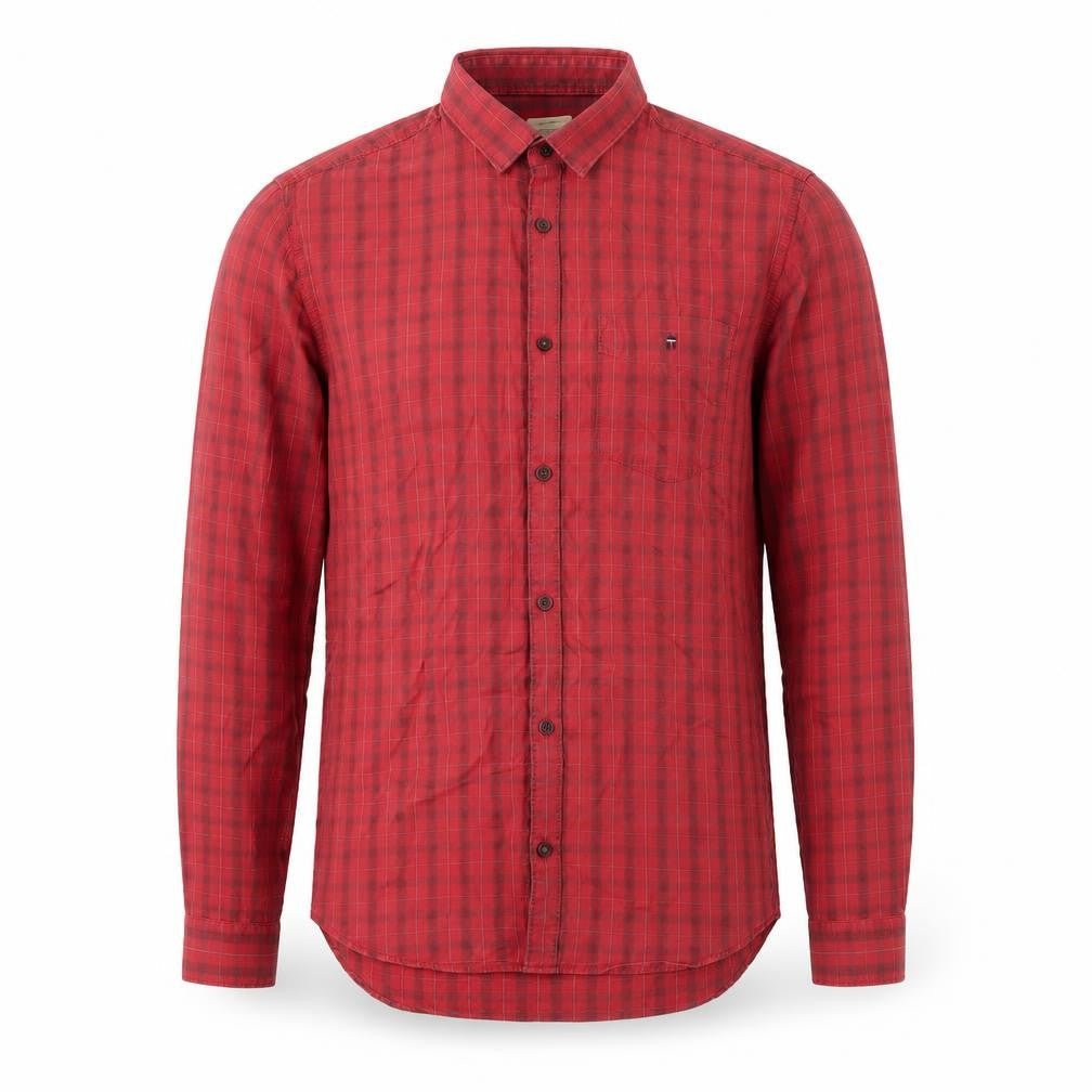 Louis Philippe Men's Red Check Extra Slim Fit Shirt