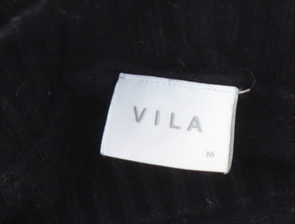 VILA Mens Black Pullover Jumper M High Neck Knit
