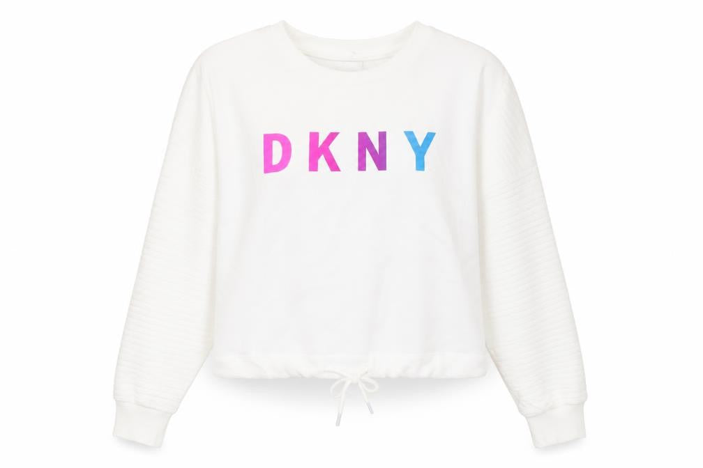DKNY Women's White Pullover Sweatshirt Size 10