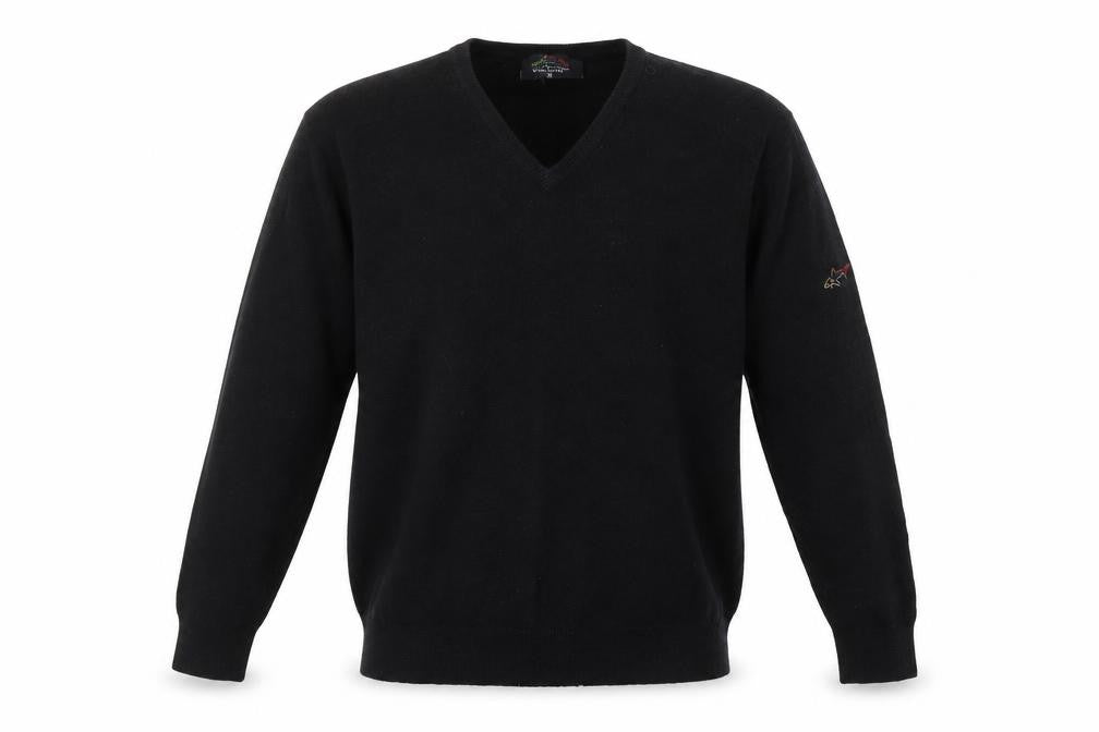 Greg Norman Men's Black V-Neck Wool Jumper M