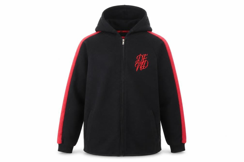 DFND Men's Black Full Zip Hoodie Size L with Logo