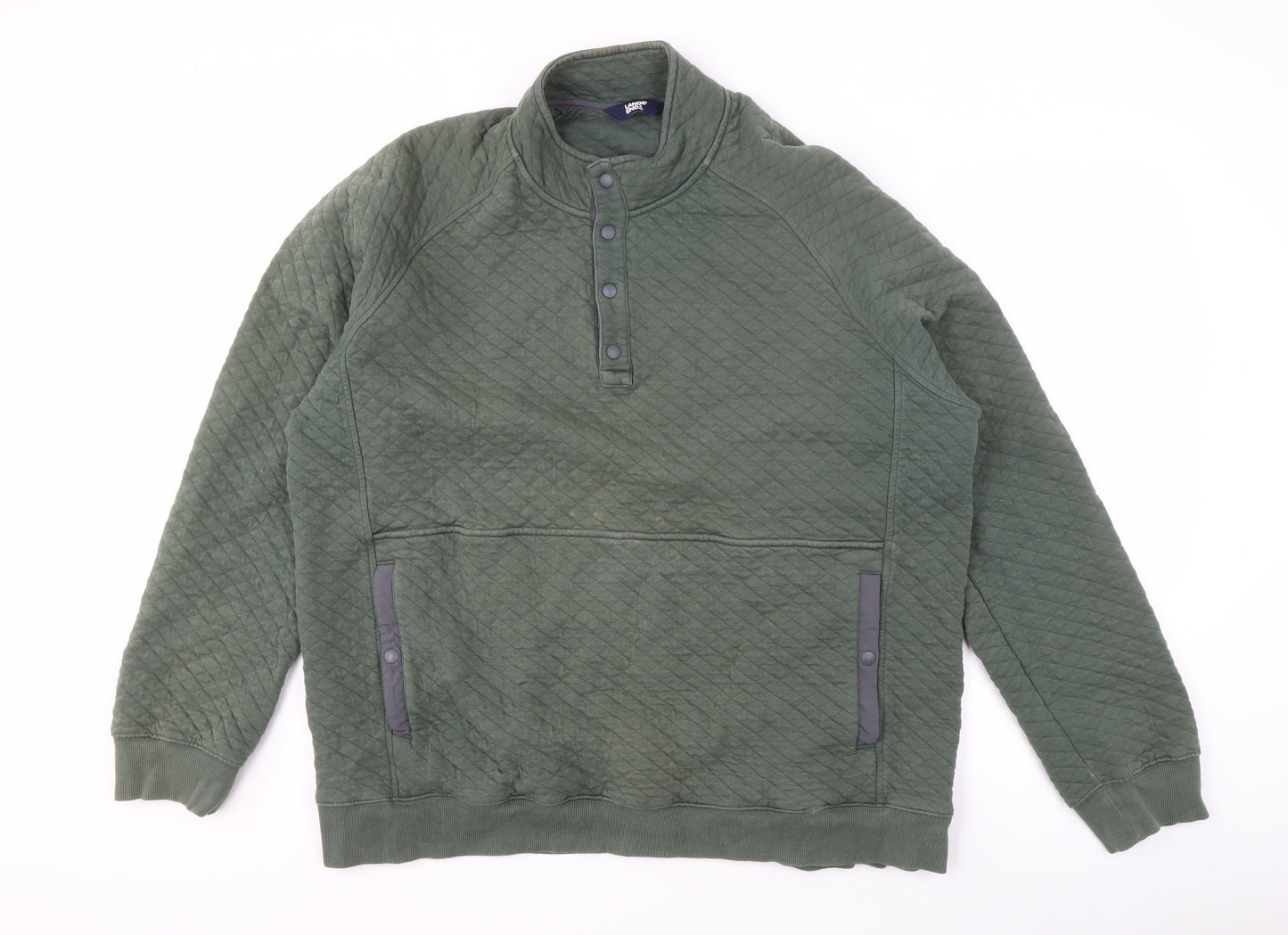 Lands' End Men's Green XL Henley Quilted Sweatshirt