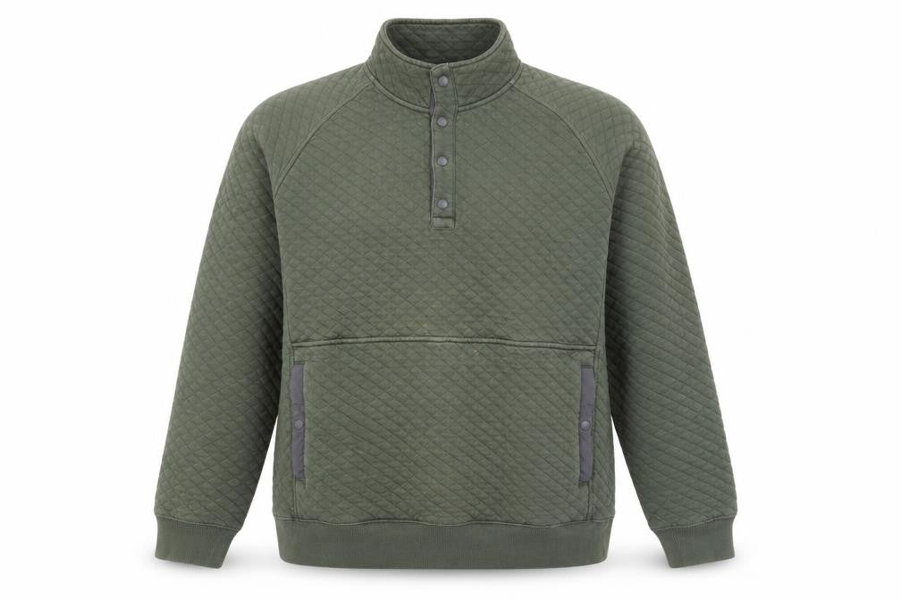 Lands' End Men's Green XL Henley Quilted Sweatshirt
