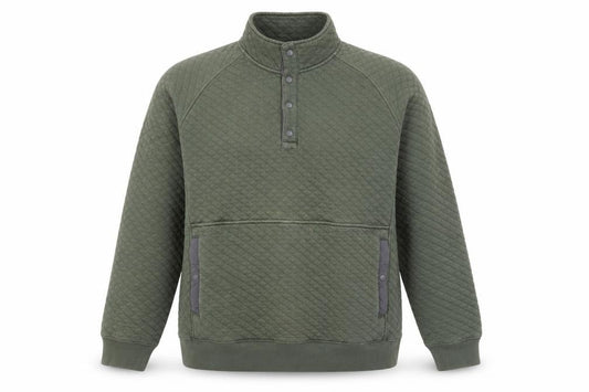 Lands' End Men's Green XL Henley Quilted Sweatshirt