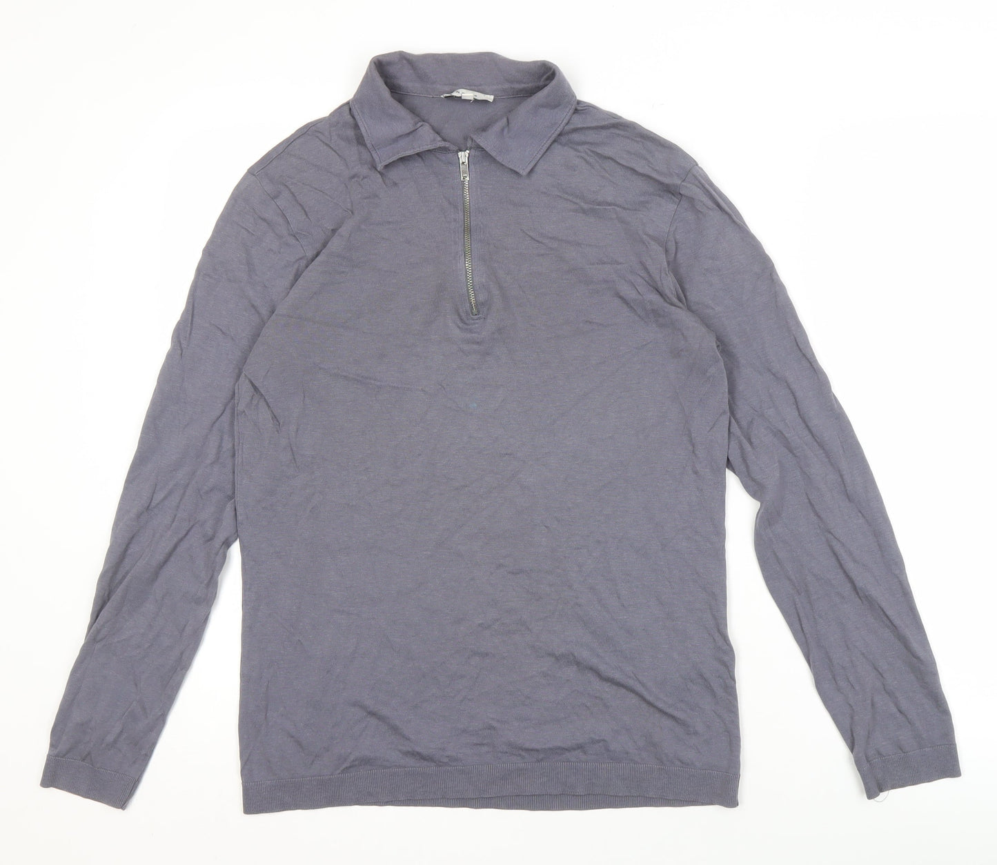 Reiss Men's Grey Long Sleeve Mock Neck Top - Size S