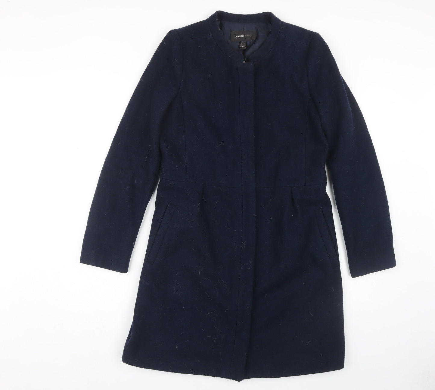 Mango Women's Blue Wool Blend Overcoat, Size S