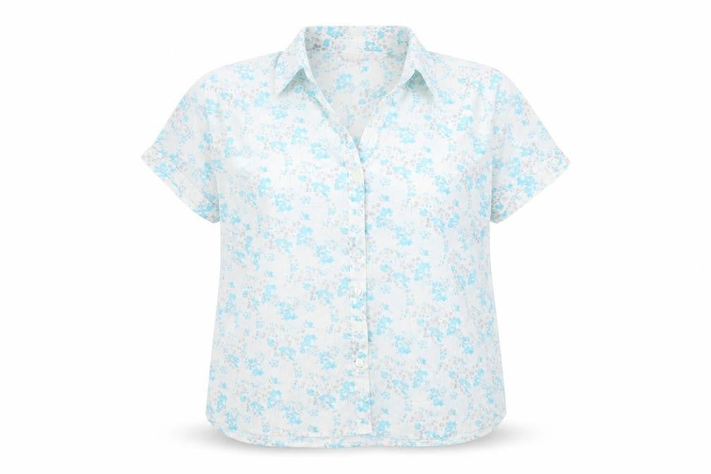 EWM Women's Blue Floral Button-Up Shirt Size 16