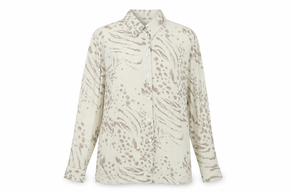 Gerry Weber Women's Beige Animal Print Button-Up Shirt