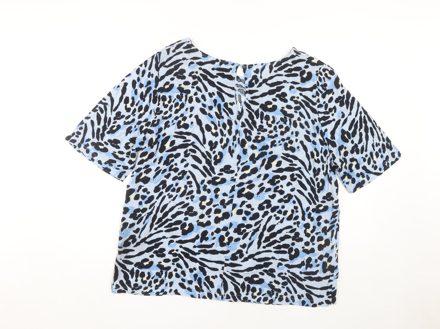 ICHI Women's Blue Animal Print Blouse Size M
