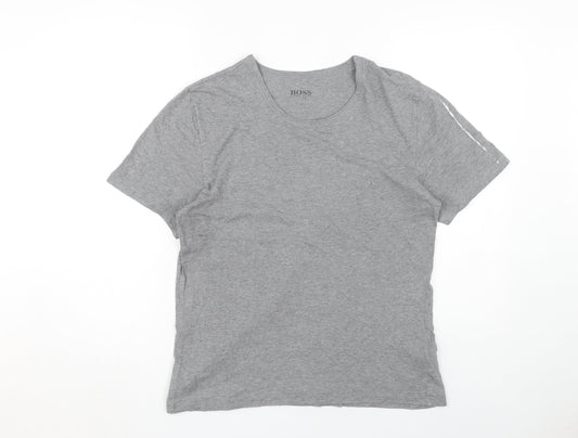 BOSS Men's Grey Cotton Crew Neck T-Shirt M