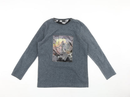 Additional front view of Star Wars boys’ grey t-shirt 12-13 yrs long sleeve polyester