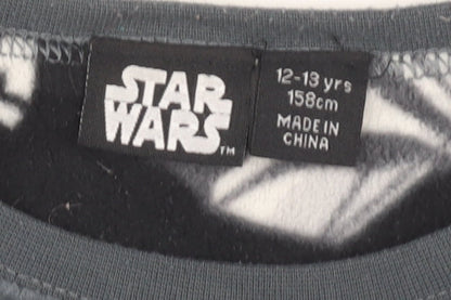 Close-up detail of Star Wars boys’ grey t-shirt 12-13 yrs long sleeve polyester