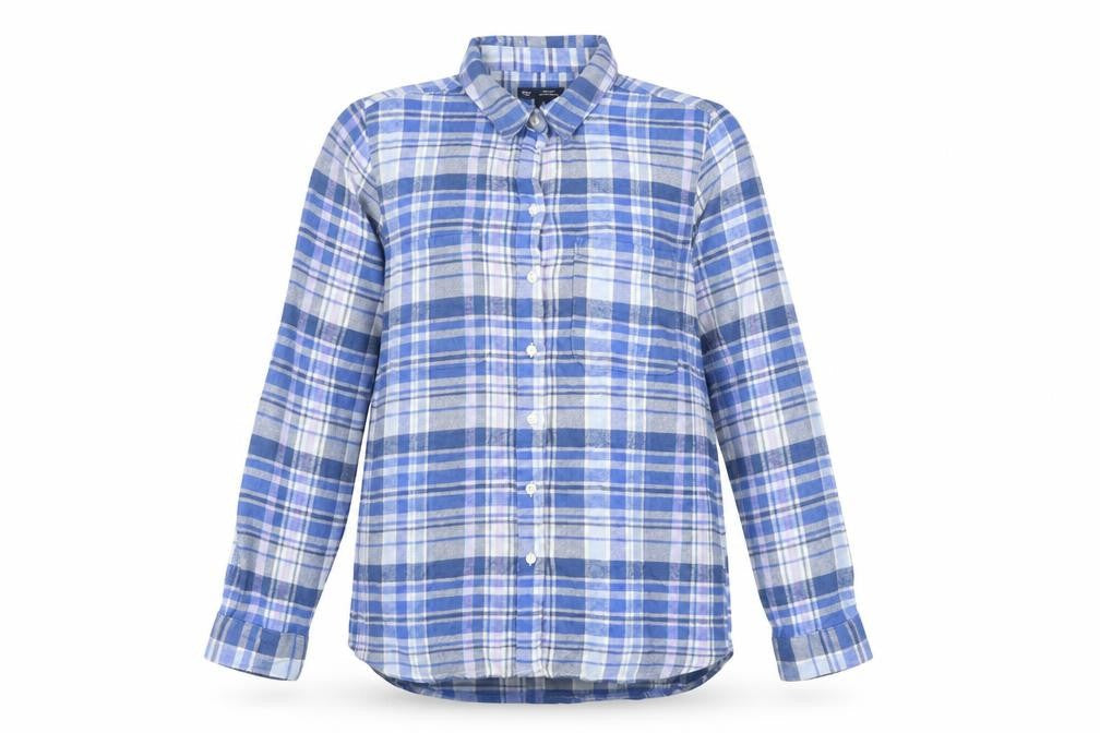 Gap Women's Blue Plaid Button-Up Casual Shirt S