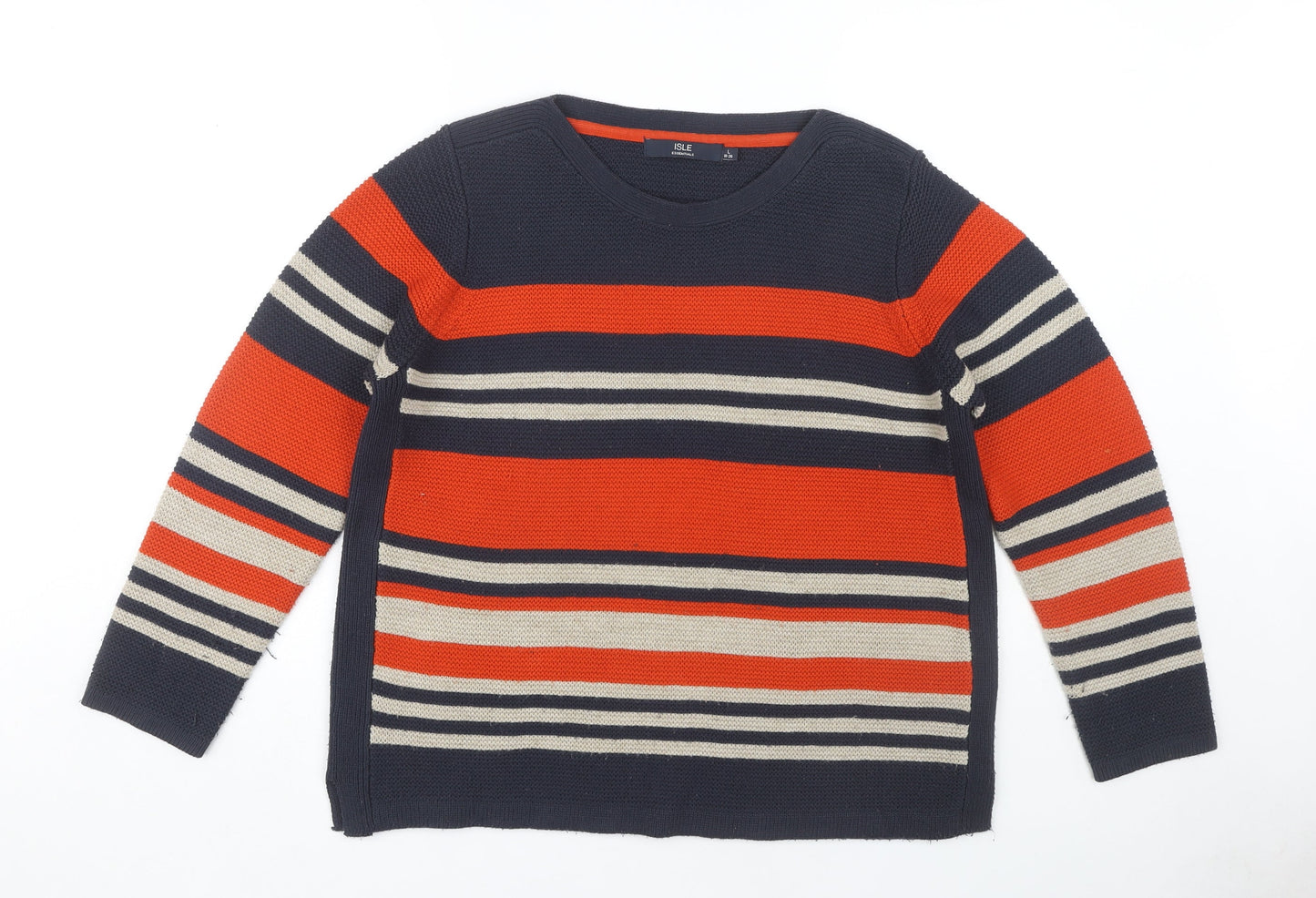 Isle Essentials Women's Multicoloured Striped Jumper L