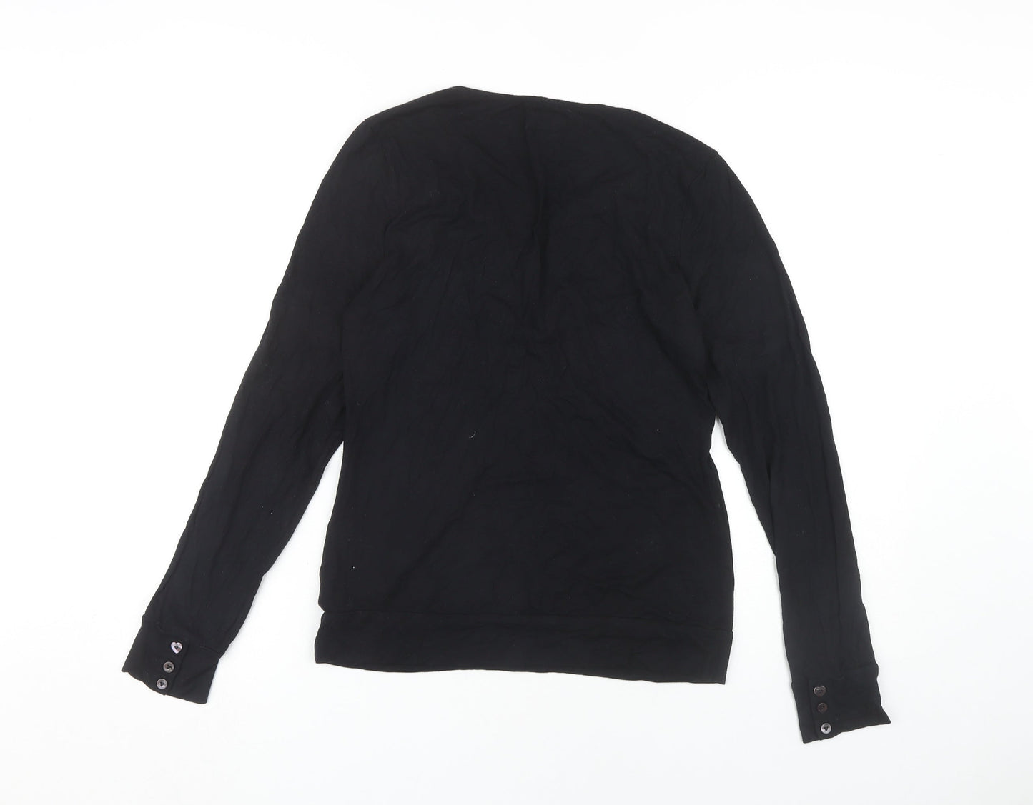 Whistles Women's Black Viscose Blouse, Size L, Casual Elegance