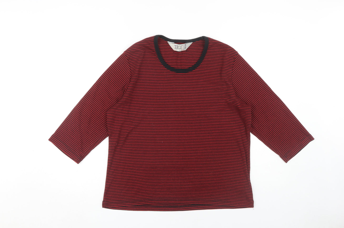 TIGI Wear Women's Red Striped Jersey T-Shirt Size 18
